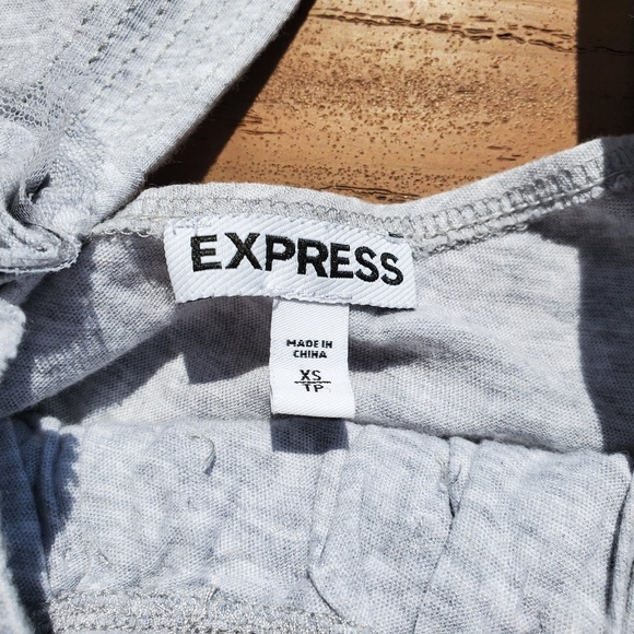 Express Gray Tank Top Wide Straps Mesh Ruffle Preppy Flowy Loose Boho Cotton XS - Picture 3 of 6